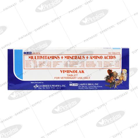 viminolak|Viminolak multivitamins for gamefowl (100tabs/box).